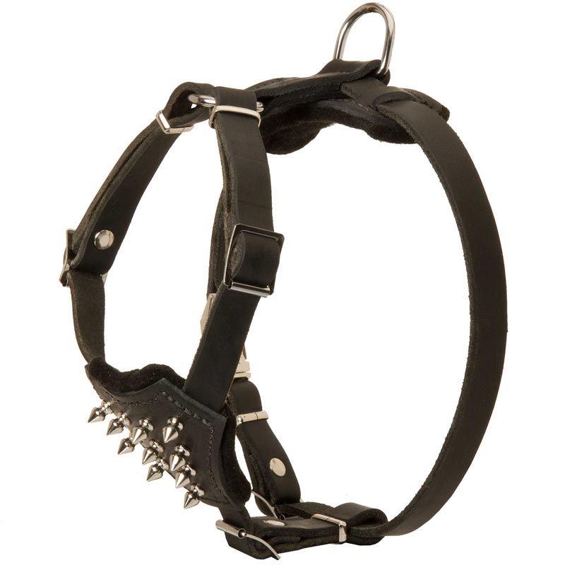 Durable Spiked Leather Puppy Collie Harness