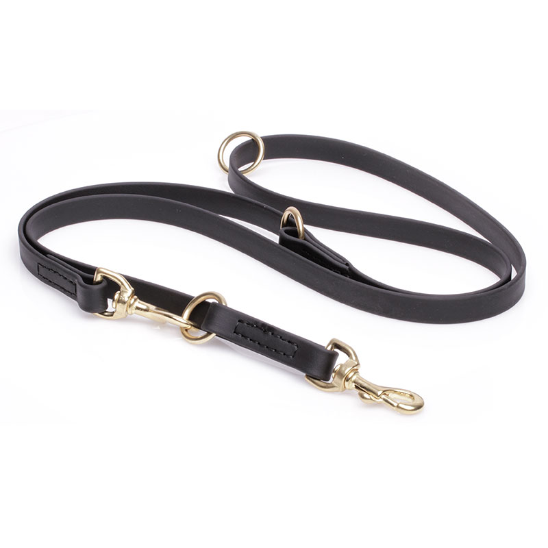 Multipurpose Black Biothane Collie Leash for over 7 Different Activities