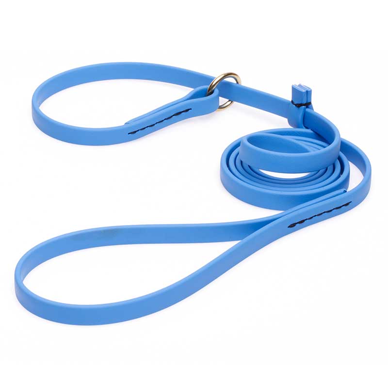 Solid Blue Biothane Collie Leash and Collar Combo