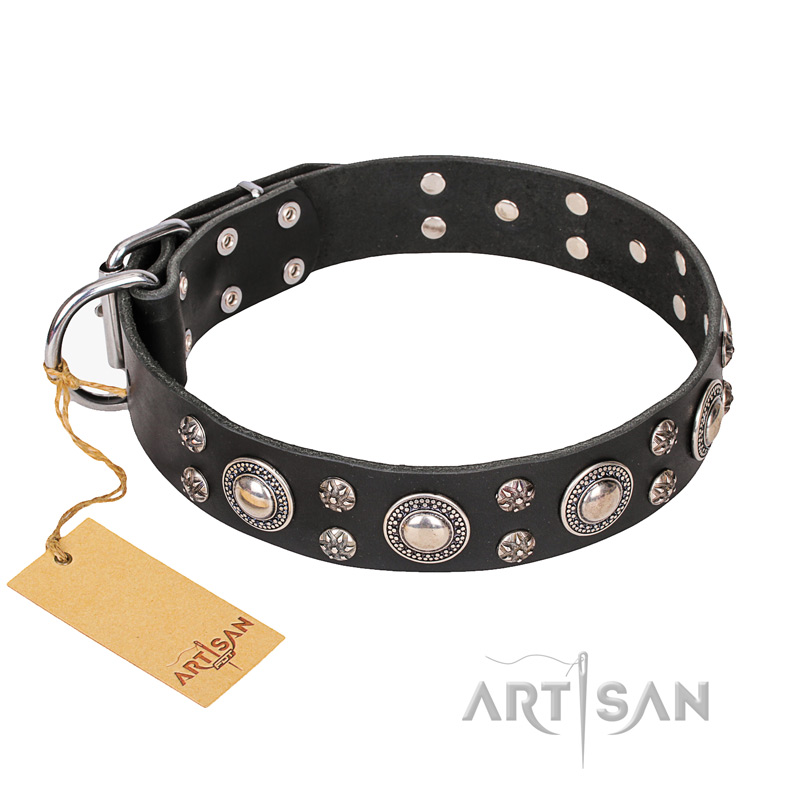 "Vintage Necklace" FDT Artisan Studded Black Leather Collie Collar