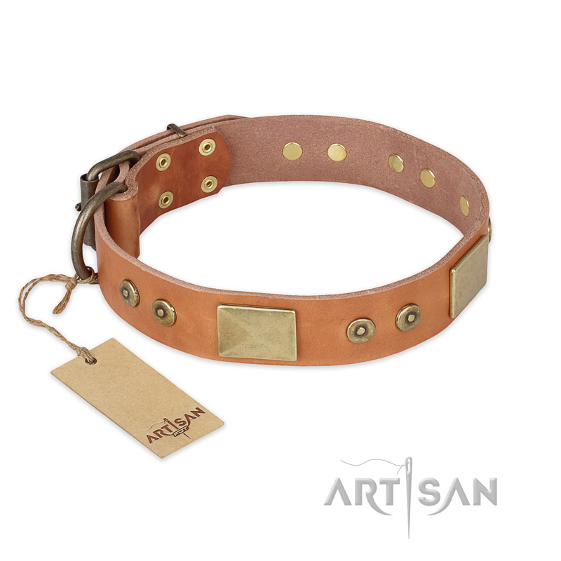 "The Middle Ages" FDT Artisan Handcrafted Tan Leather Collie Collar