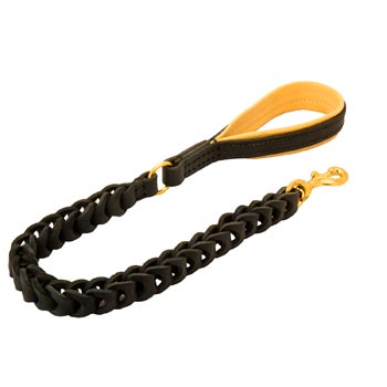 Leather Collie Leash with Brass Snap Hook and O-ring