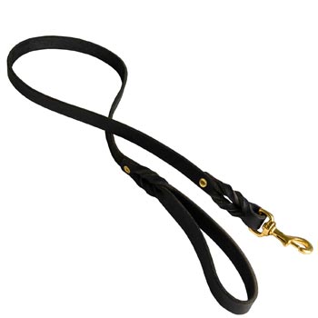 Designer Leather Collie Leash Black Super Fashion