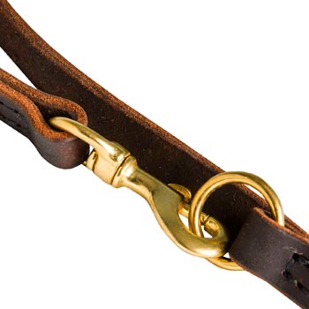 Collie Leather Leash with Brass Snap Hook and O-ring