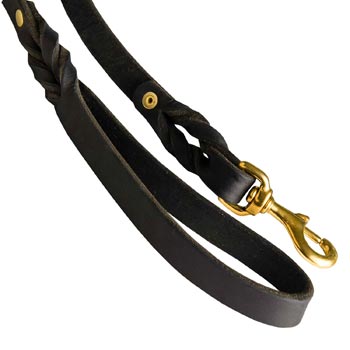 Dog Leash Leather with Snap Hook Brass-Made for Collie