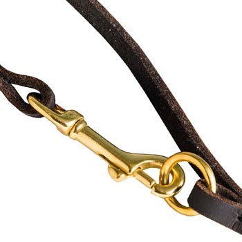Leather Collie Leash with Brass Hardware for Dog Control