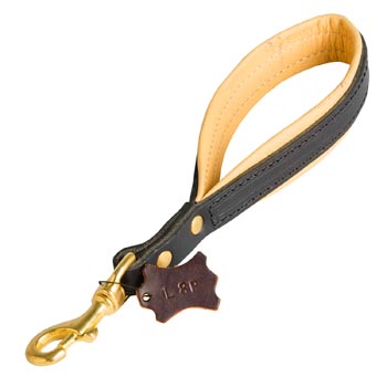 Padded on the Handle Leather Collie Leash with Brass Snap Hook