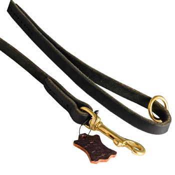 Handmade Leather Dog Leash with Floating O-Ring on The  Handle for Collie